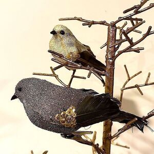 Two sparkly feathered dove clip on ornaments